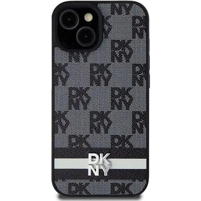 DKNY Кейс DKNY Leather Checkered Mono Pattern & Printed Stripes за iPhone 15/14/13, черен (3666339263157)