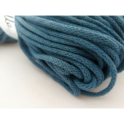 YarnMellow Bavlněná šňůra Berry 3mm Petrolejová (Bavlněná háčkovací šňůra 100 m YarnMellow Berry 3mm Petrolejová vhodná pro macramé, pletení a háčkování. Pletená, bavlněná šňůra vhodná na výrobu kabel