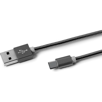 Celly USBTYPECSNAKEDS s USB-C konektorem, kovový obal, 1m, šedý
