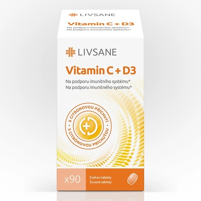 Livsane Vitamín C + D3 žuvacie tabliety 90 ks