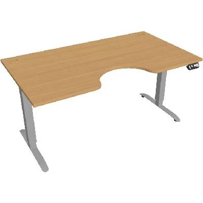 Hobis Office Pro psací stůl Motion MS ERGO 2 Šířka: 160 cm, Barva desky: buk, Barva kovu: šedá RAL 9006 Šířka 120-180 cm / 27 barevných variant