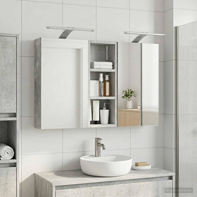 vidaXL Комплект шкафове за баня с рафт с врата 3 pcs 80 x 10, 5 x 50 см (3403659)