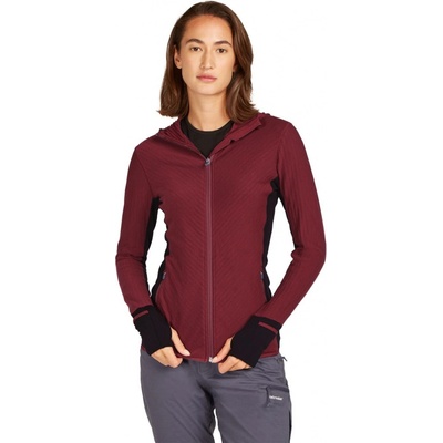 Icebreaker s kapucí Wmns Descender LS Zip Hood Port/Black