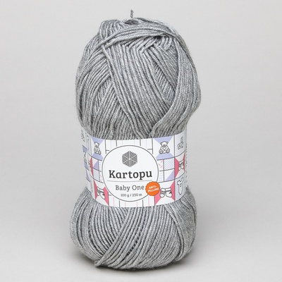 Kartopu Pletací / háčkovací příze BABY ONE K1000 šedá, jednobarevná, antipillingová, 100g/250m