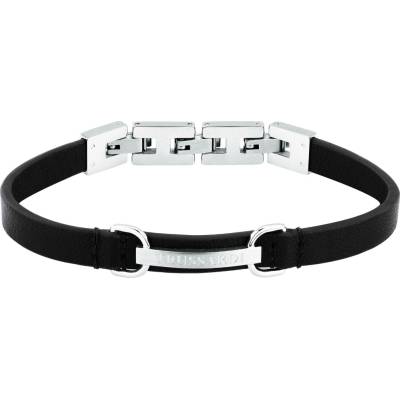 Trussardi Pánský náramek z černé kůže T-Leather TJAXZ08