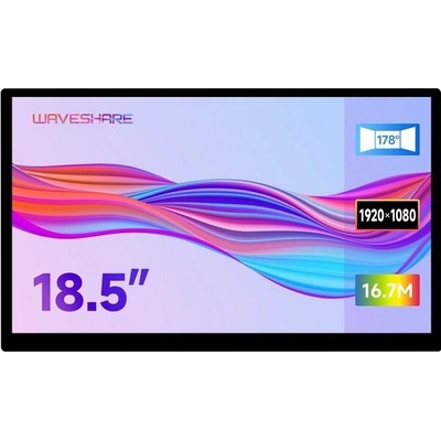 Waveshare 18,5" LCD displej, 1920×1080, Full HD, HDMI, IPS, kapacitní