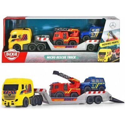 Dickie Toys set Mercedes Benz Mini přívěs se záchranářskými vozidly hasičský terénní vůz