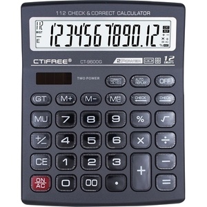 CTIFREE CT-9600G сив калкулатор, 155x200mm, 12 цифри, двойно захранване, 2 години гаранция (CT-9600G) Калкулатори