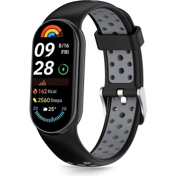 Tech-Protect Силиконова каишка за Xiaomi Smart Band 8 / 9 / 10 / NFC от Tech-Protect Iconband Air - Black / Grey (5906302331338)