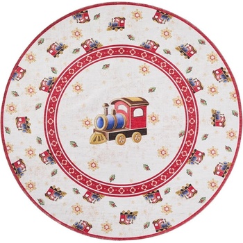 Villeroy & Boch Червен кръгъл килим с коледен мотив ø 160 cm Toy's Delight Train - Villeroy&Boch (106276-160)