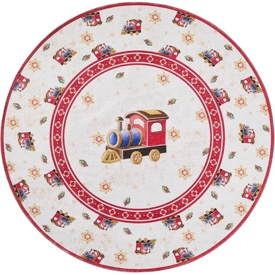 Villeroy & Boch Червен кръгъл килим с коледен мотив ø 160 cm Toy's Delight Train - Villeroy&Boch (106276-160)