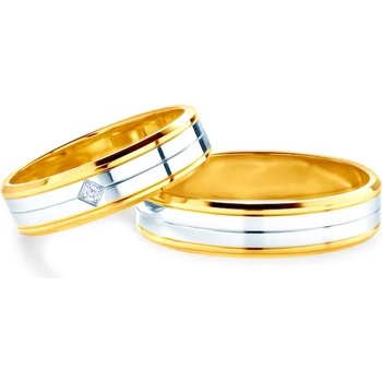 Image 1 of SAVICKI Сватбени халки: двуцветно злато, плоски . 5 мм