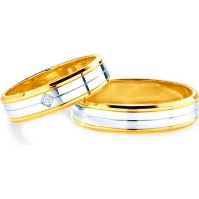 SAVICKI Сватбени халки: двуцветно злато, плоски . 5 мм