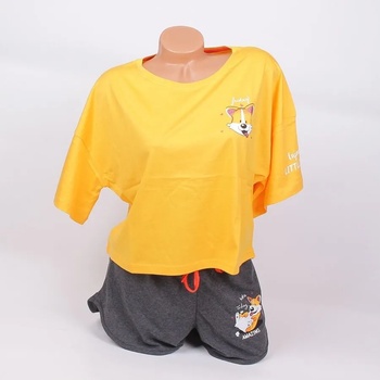 Image 1 of Лятна пижама в жълто и тъмносиво с лисиче