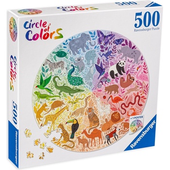 Ravensburger Кръгъл пъзел Ravensburger от 500 части - Животни (17172)