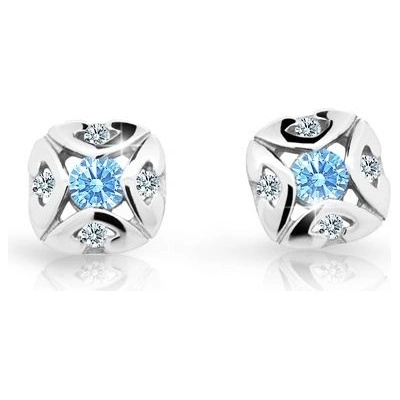 Danfil dětské náušnice C2250 z bílého zlata s kamínkem Arctic Blue zapínání balónek