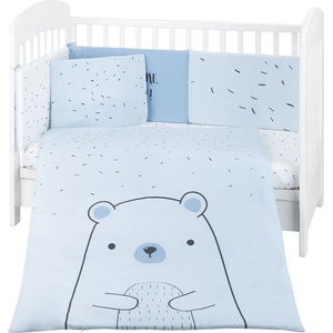 KikkaBoo Бебешки спален комплект 6 части 60/120 Bear with me Blue (41101060115) - presi