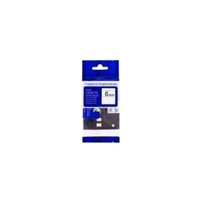 PrintLine kompatibilní páska s Brother HSe-211 Páska, pro tiskárny štítků, kompatibilní s Brother HSe-211, pro Brother PT-E300VP, PT-E550WVP, 6mm, černý tisk, bílý podklad, bužírka PLTB108