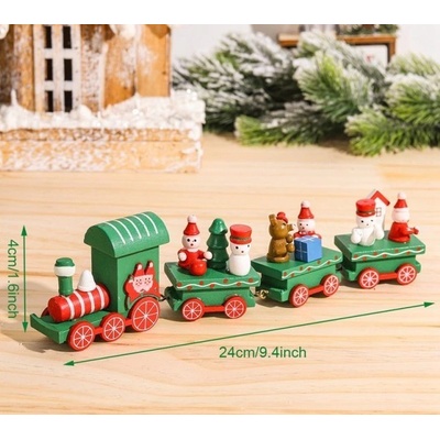 Vianočný drevený vláčik zelený