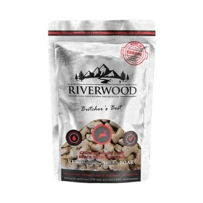 Riverwood - Хрупкави лакомства за кучета, еленско месо и глиган, 200 гр