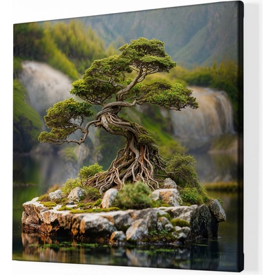 Obraz na plátně - Strom života Ostrovní Bonsai FeelHappy.cz Velikost obrazu (šířka x výška): 40 x 40 cm