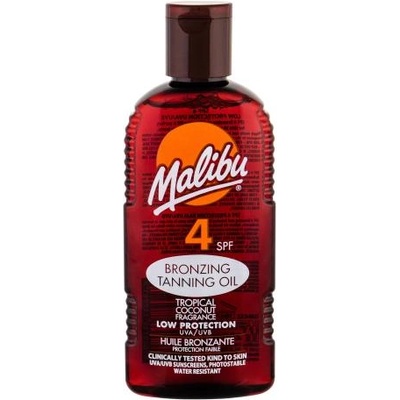 Malibu Bronzing Tanning Oil SPF4 водоустойчиво бронзиращо слънцезащитно масло с аромат на кокос 200 ml