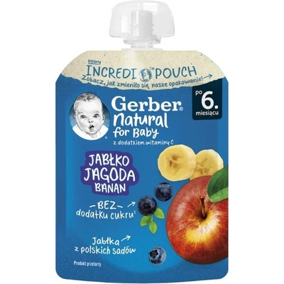 Gerber Пауч Ябълка, Боровинка и Банан 80г