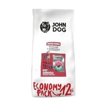 JOHN DOG Храна за кучета, John Dog, с вкус на пиле, 12 кг