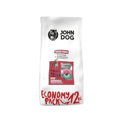 JOHN DOG Храна за кучета, John Dog, с вкус на пиле, 12 кг