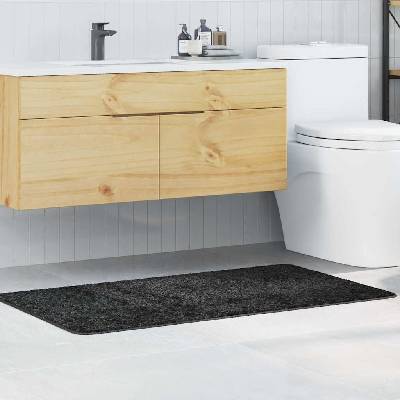 vidaXL Килимче за баня с антихлъзгаща повърхност Тъмен сив 70 x 120 cm (4019844)