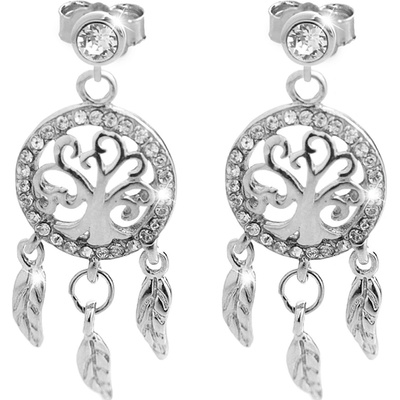 JSB bijoux s.r.o. Stříbrné náušnice puzety lapač snů s krystaly Swarovski Crystal (Stříbro 925/1000)