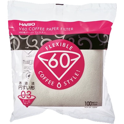HARIO Хартиени филтри Hario - Бяло, V60-03 - 100 бр (VCF-03-100W)
