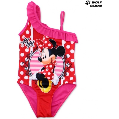Dívčí jednodílné plavky Minnie Mouse červená fuchsiová