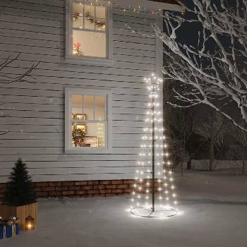 vidaXL Конусовидна коледна елха, студено бяло, 108 LED, 70x180 см (343487)