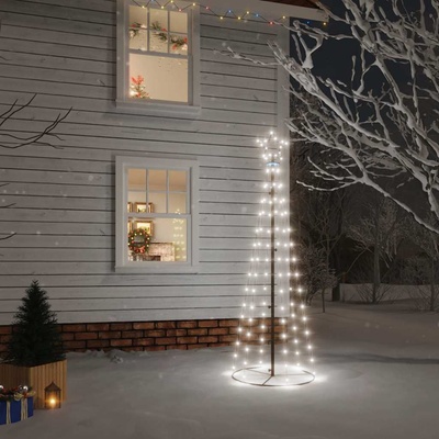 vidaXL Конусовидна коледна елха, студено бяло, 108 LED, 70x180 см (343487)