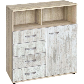 Bogdan Furniture G Скрин с четири чекмеджета и една врата Мебели Богдан модел bm-ava 14-1000, кристал със сонома