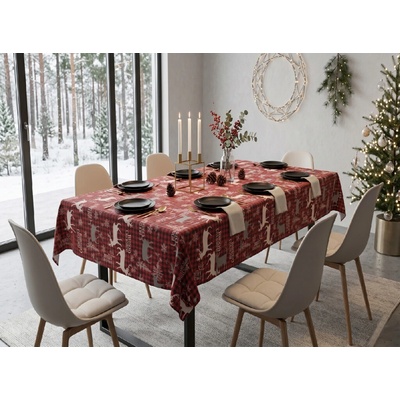 Mybesthome Vánoční ubrus Natale MAGIC I. červená motiv C 130x230 cm