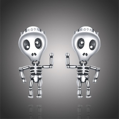 Grace Silver Jewellery stříbrné náušnice Kostlivec Halloween E-SCE1110/160 stříbrná
