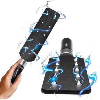 Image 1 of Zeus Electrosex E-Stim Spiked Paddle Black