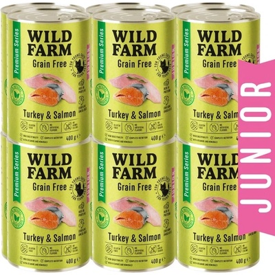 WILD FARM Premium Grain Free Turkey and Salmon Junior 12x400g - беззърнена храна за котенца