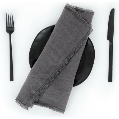 Tom Linen Prestieranie s strapcami Dark Grey 30x40cm