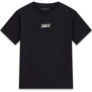 GUESS Едноцветна тениска с къс ръкав в черен цвят за момче Guess