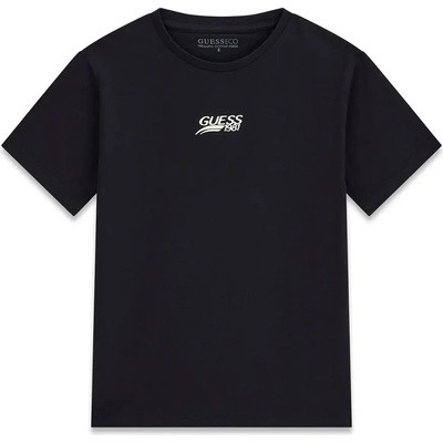 GUESS Едноцветна тениска с къс ръкав в черен цвят за момче Guess