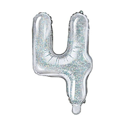 PartyDeco Foliový balón číslo 4 35cm holographic