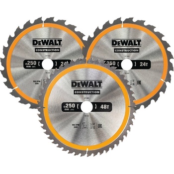 DeWALT DT1963 Sada pilových kotoučů 250 × 30 mm 48z 3 ks