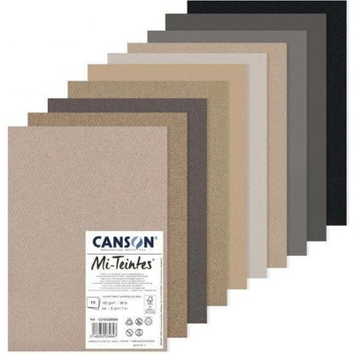 Mi-Teintes listy 50x65cm 10listů 160g Grey Tones