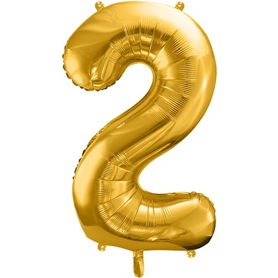 PartyDeco Fóliový balón Číslo 2 zlatý 86cm