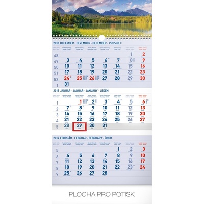 Nástěnný 3 mesačný Tatry modrý so slovenskými menami SK 2019