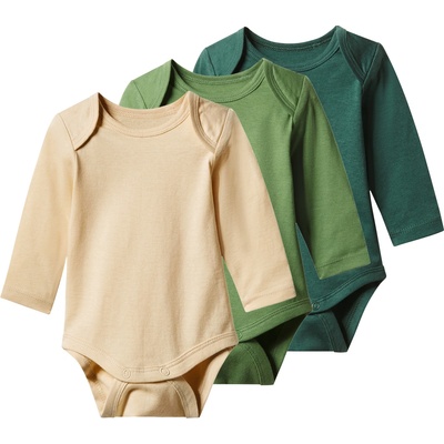 Lupilu Dětské body s dlouhými rukávy 3kusy zelená béžová – Zboží Dáma