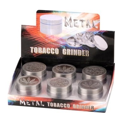 Grinder Metall "Cannabis" 3tlg. antik silber Dm.50mm/H27mm